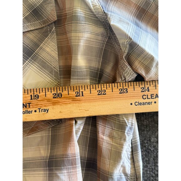 Carhartt Mens Plaid Short Sleeve Button-Up Shirt 2XL Relaxed Fit Beige & Blue - Picture 7 of 11
